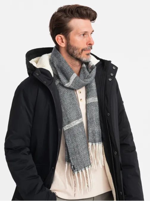 Nádherný hnědo-béžový pánský šál A408