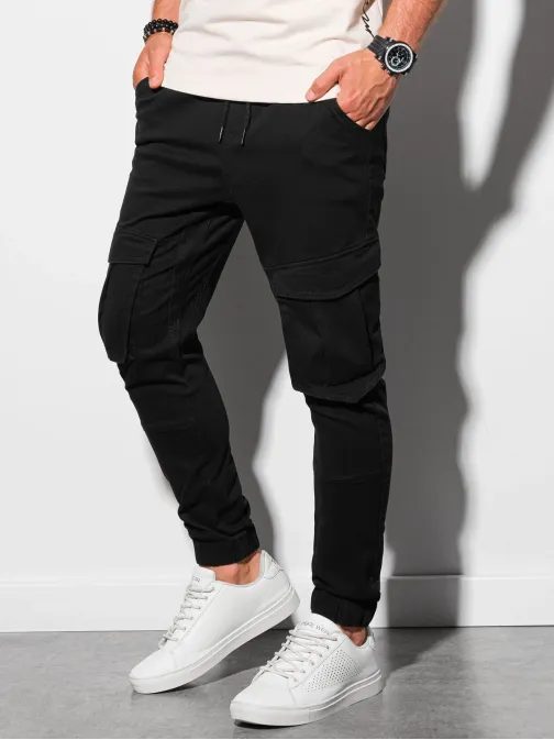 Trendové černé joggery P886
