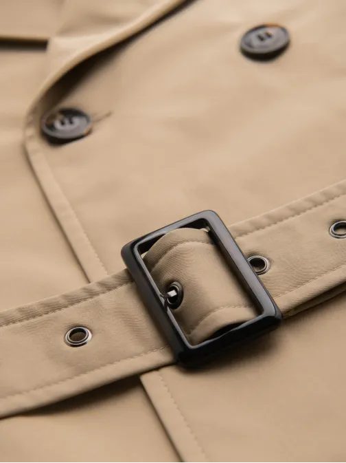 Stylový béžový plášť s páskem V1 COLC-0146