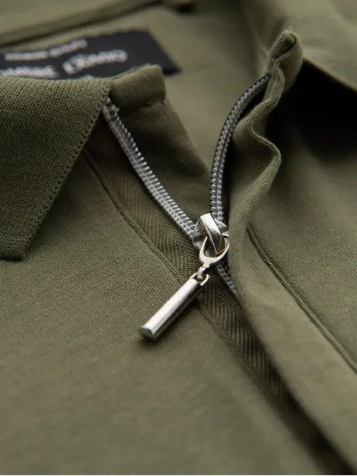 Pánská olivová polokošile na zip V5 POSS-0148