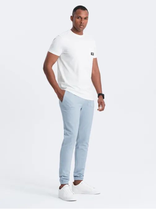 Trendy světle modré pletené tepláky V4 PASK-0211