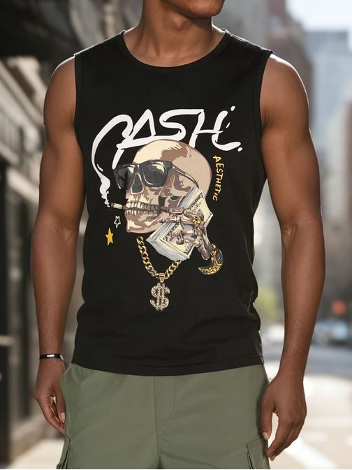 Černé pánské tílko s originálním potiskem