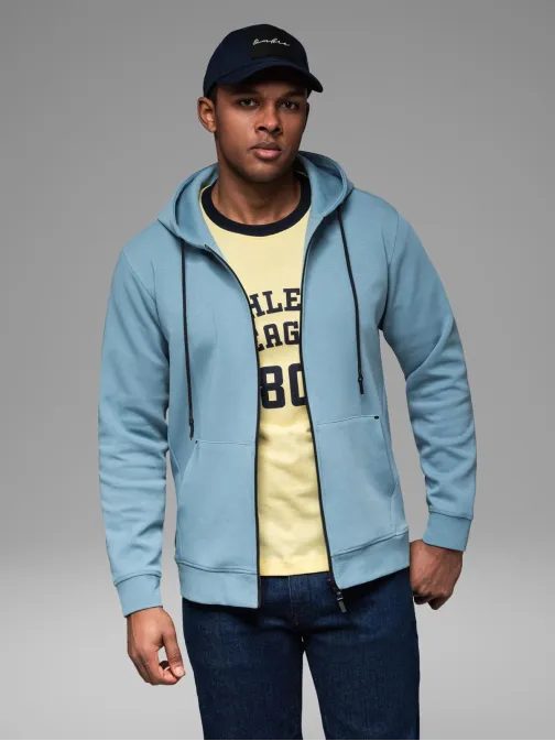 Ležérní světle modrá pánská mikina V4 SSZP-0213