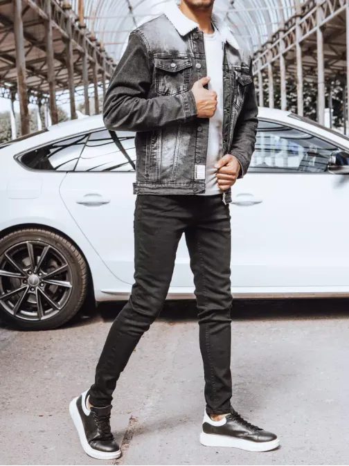 Originální černá přechodná džínová bunda
