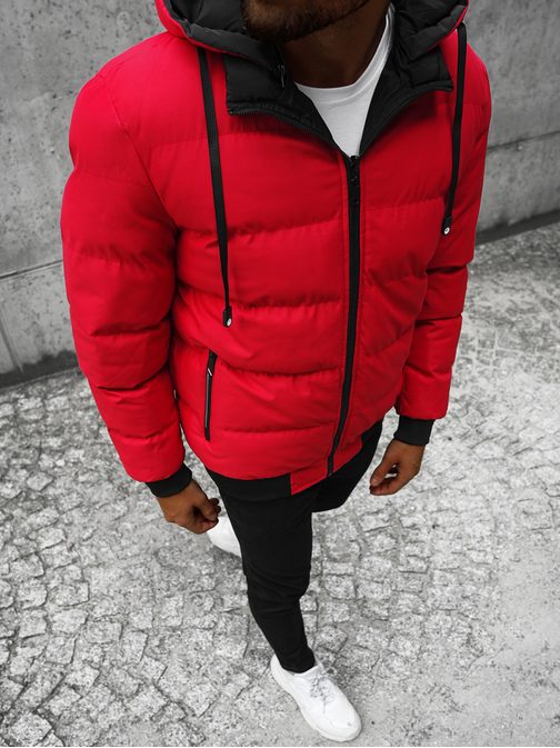 Oboustranná červená bunda na zimu JS/M761/270