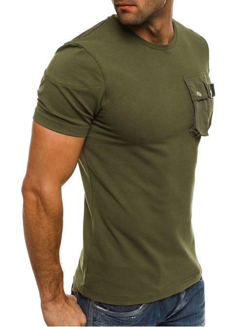 Stylové khaki zelené tričko s kapsou Athletic 467