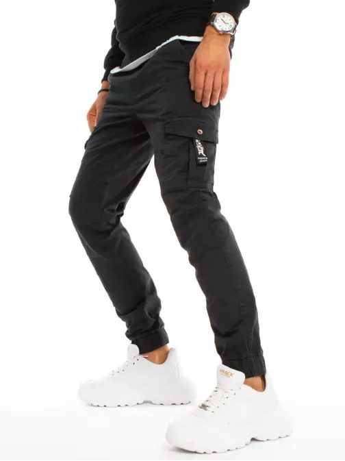 Trendové kapsáčové kalhoty v grafitové barvě
