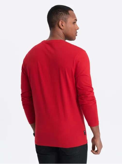 Jednoduché bavlněné tričko s dlouhým rukávem v5 om-lsbl-0106