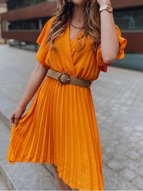 Senzační pomerančové šaty s opaskem Toskan