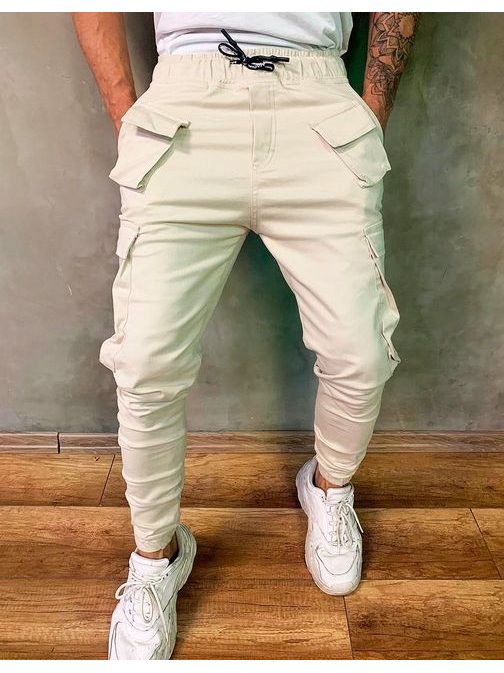 Stylové jogger kalhoty v krémově béžové barvě