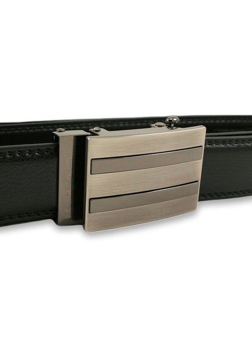 Černý kožený pásek s automatickou přezkou Paolo Scali