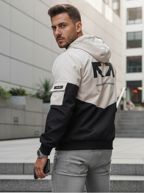 Trendy béžovo-černá sportovní bunda
