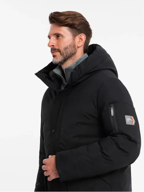 Atraktivní černá parka na zimu V1 JALJ-0202