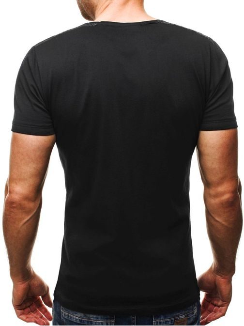 Černé stylové triko s potiskem Athletic 9024