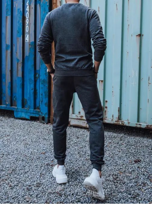 Tmavě šedá tepláková souprava bez kapuce