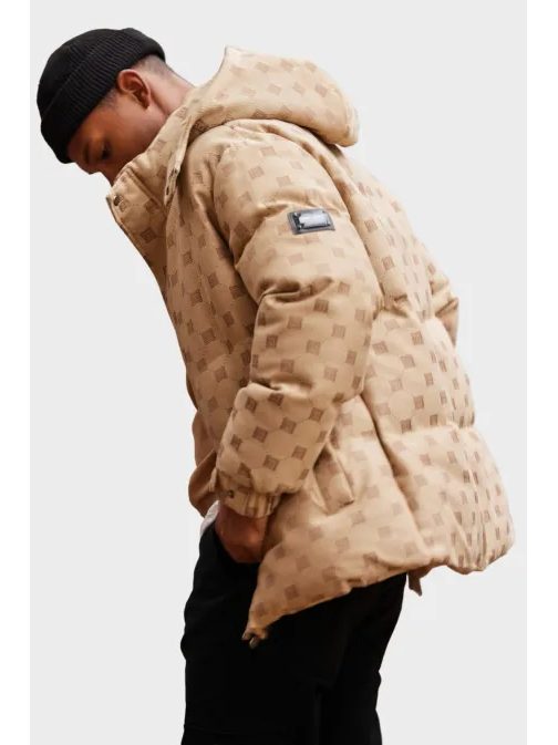 Elegantní prošívaná hnědá zimní bunda V2 JAHP-0195