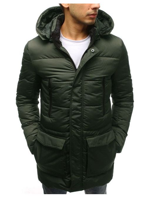 Zelená prošívaná zimní bunda s praktickou kapucí
