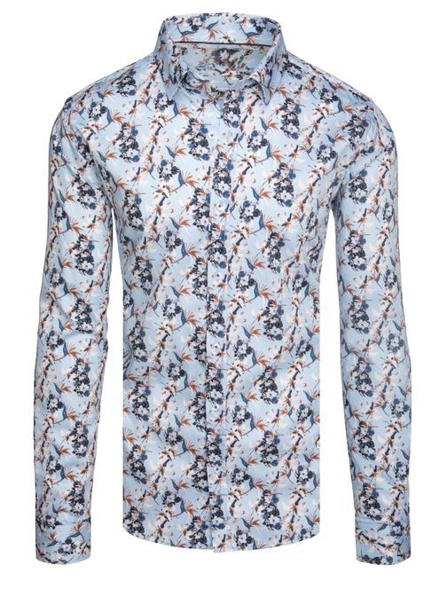 Jedinečná modrá pánská košile se vzorem