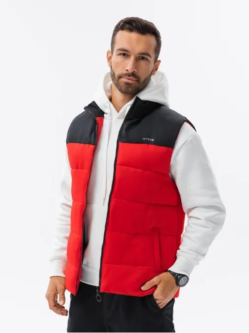 Stylová červená prošívaná vesta V36