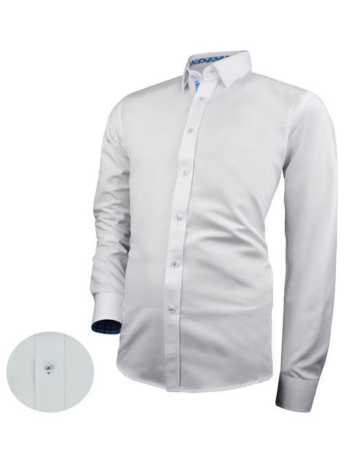 Bílá košile s modrými kontrastními prvky V278