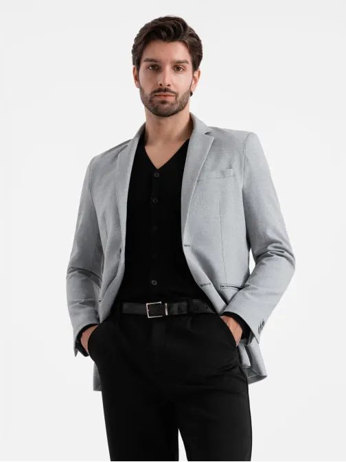 Originální šedé pánské sako V2-BLZB-0114