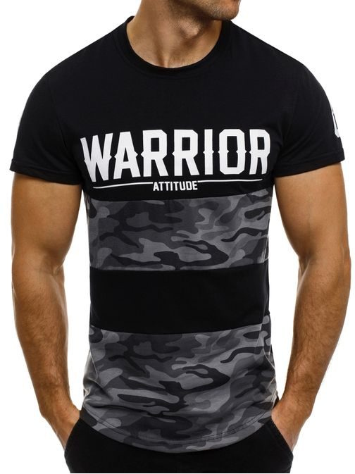 WARRIOR nádherné pánské černé tričko J.STYLE SS033