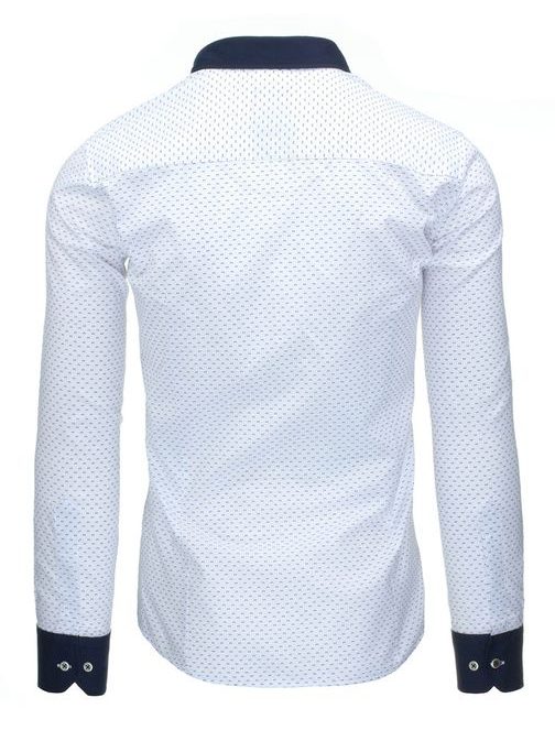 Stylová bílá pánská košile s modrým vzorem