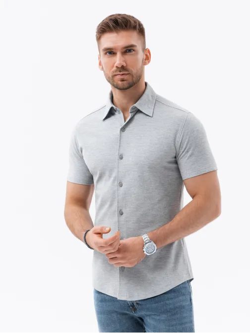 Trendy šedá košile V5 SHSS-0100