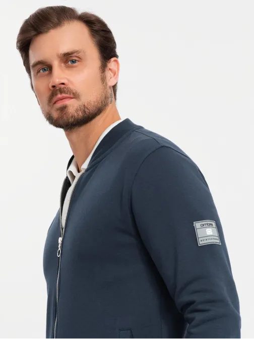 Zajímavá tmavě modrá bomber mikina V4 SSZP-0215