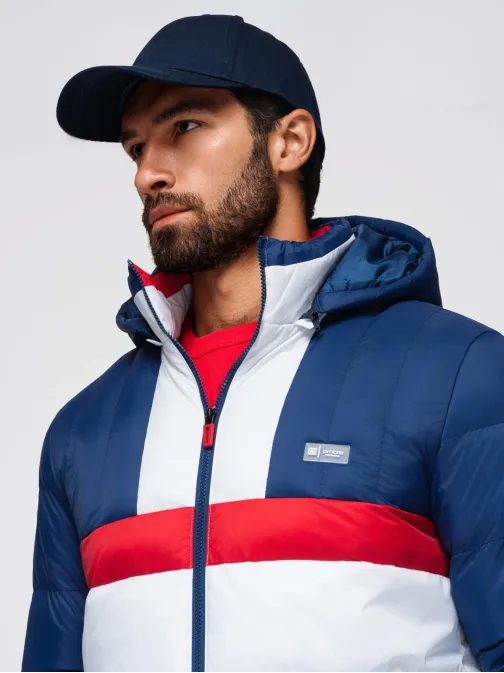 Modrobílá prošívaná retro bunda V1 JALP-0296