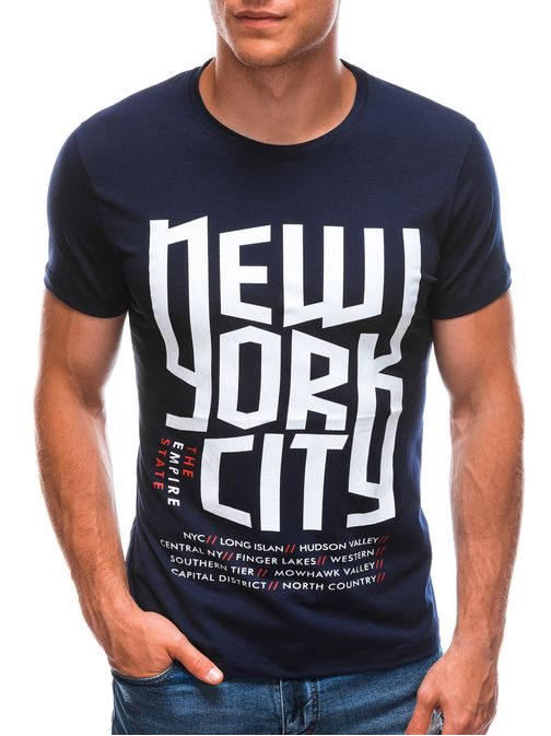 Granátové tričko s moderním potiskem New York S1720