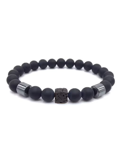 Černý pánský korálkový náramek