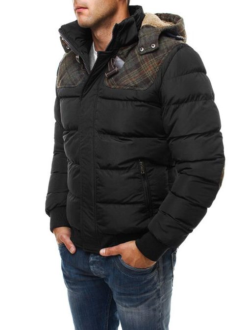 Zateplená zimní bunda pánská černá J.STYLE 3052