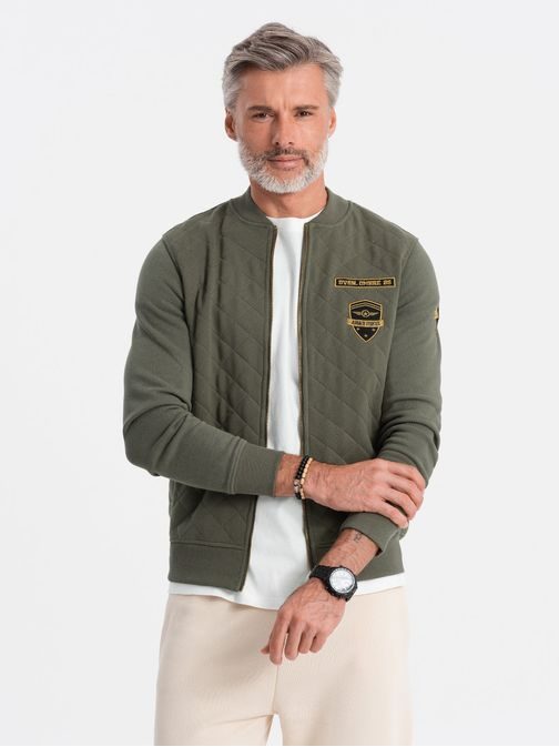 Olivová bomber mikina V3 B1422