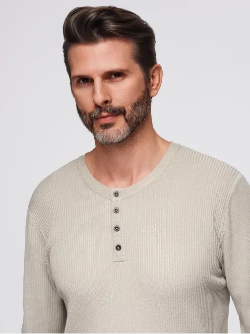Moderní béžový pánský svetr na knoflíky V3 SWSW-0182