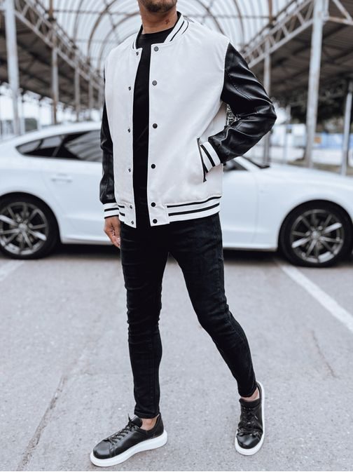 Koženková bunda v černo-bílé barvě