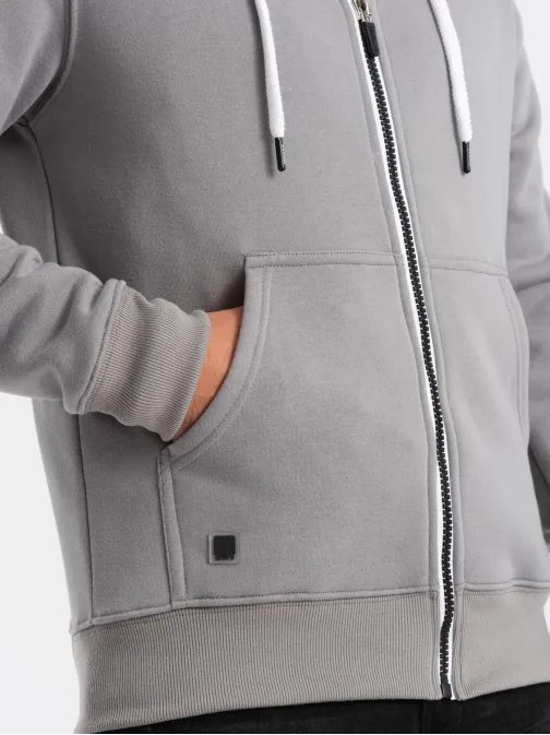 Trendy šedá mikina na zip V5 OM-SSBZ-0118