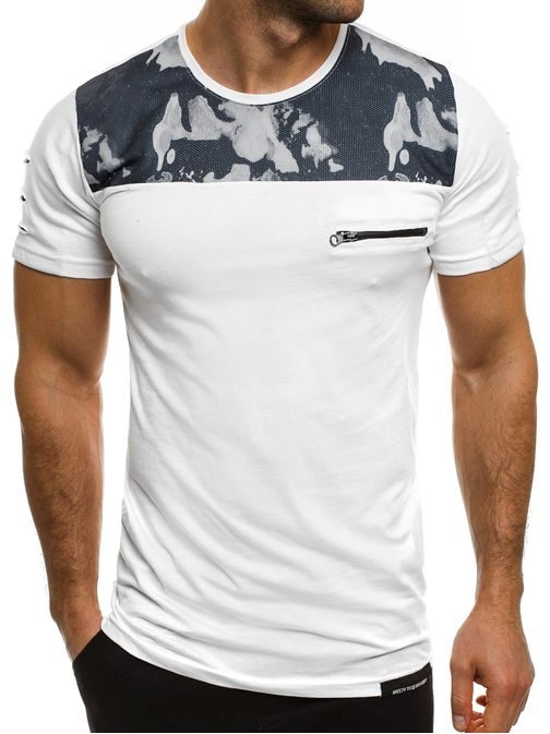 Kombinované bílé pánské tričko s potiskem BREEZY 500BT