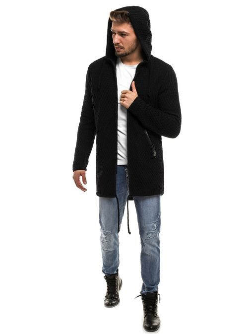Černý svetr s kapucí BREEZY B9041S