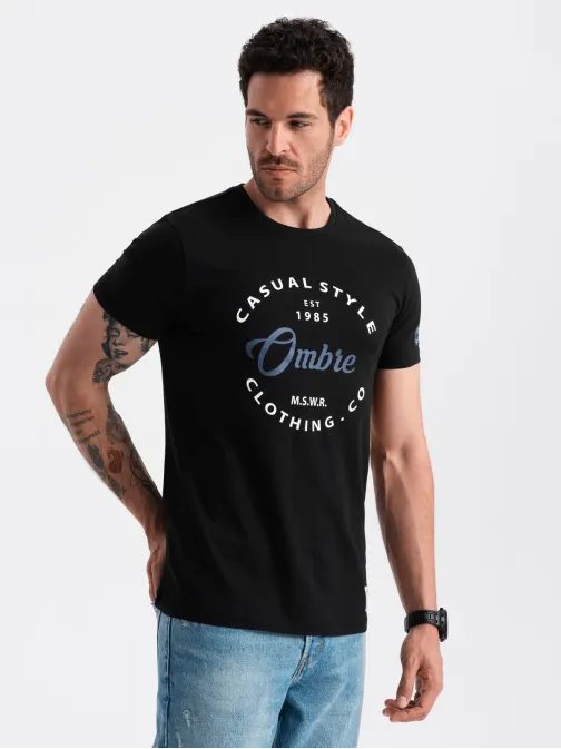 Pohodlné tričko v černé barvě v2 om-tspt-0144