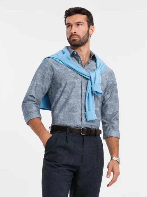 Trendy flanelová šedá košile V3 SHCS-0157