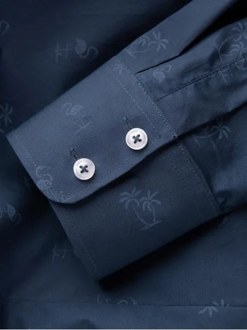 Zajímavá tmavě modrá košile s trendy letním vzorem V5 SHCS-0156