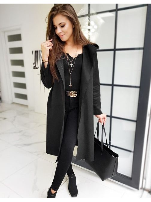 Originální černý dámský kabát Basic Moderno