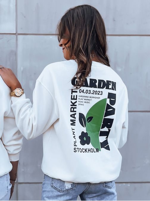 Dámská bílá mikina laděná do zelena Heartbeat