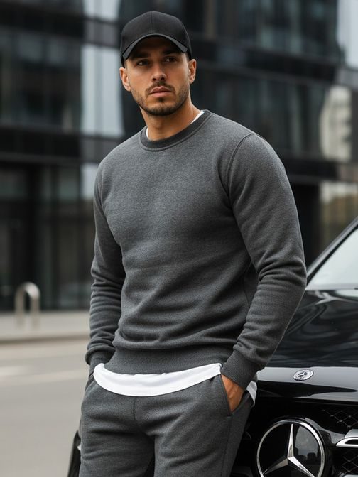 Antracitová pánská moderní mikina