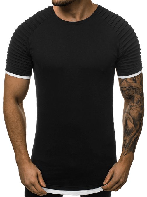 Prodloužené pánské tričko černé O/1262