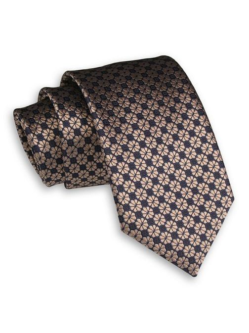 Béžově granátová kravata s květinovým vzorem Alties