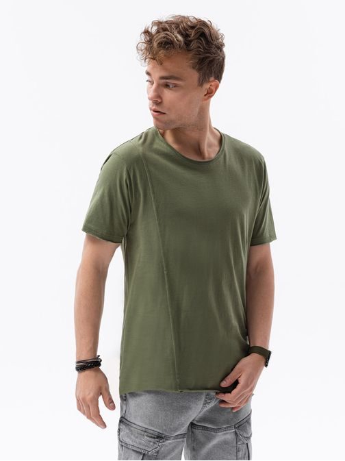 Pohodlné khaki tričko S1378