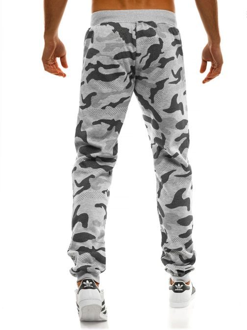 Šedé maskáčové jogger kalhoty s výraznými zipy J.STYLE AK33