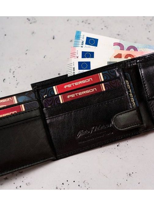 Moderní kožená černá peněženka Peterson